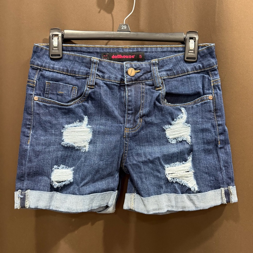 Dollhouse Denim Jeans with Distressing, Size 5 w/4” inseam